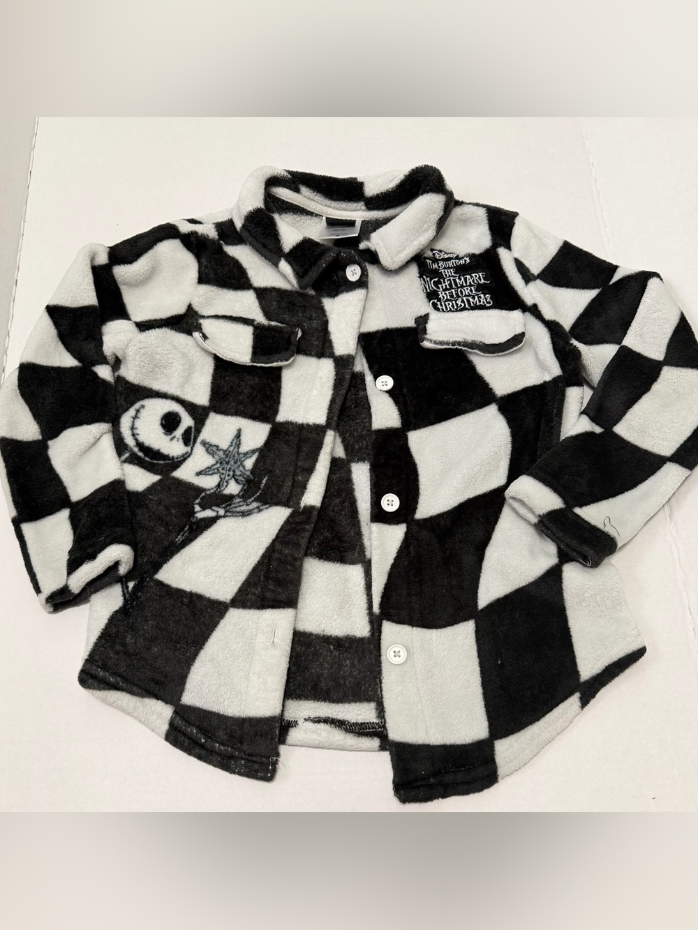 Nightmare before Christmas Kids Black & White Checkered Fleece Jacket